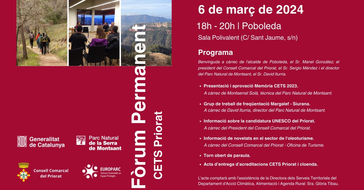 F�rum permanente CETS Priorat (Carta Europea de Turismo Sostenible)