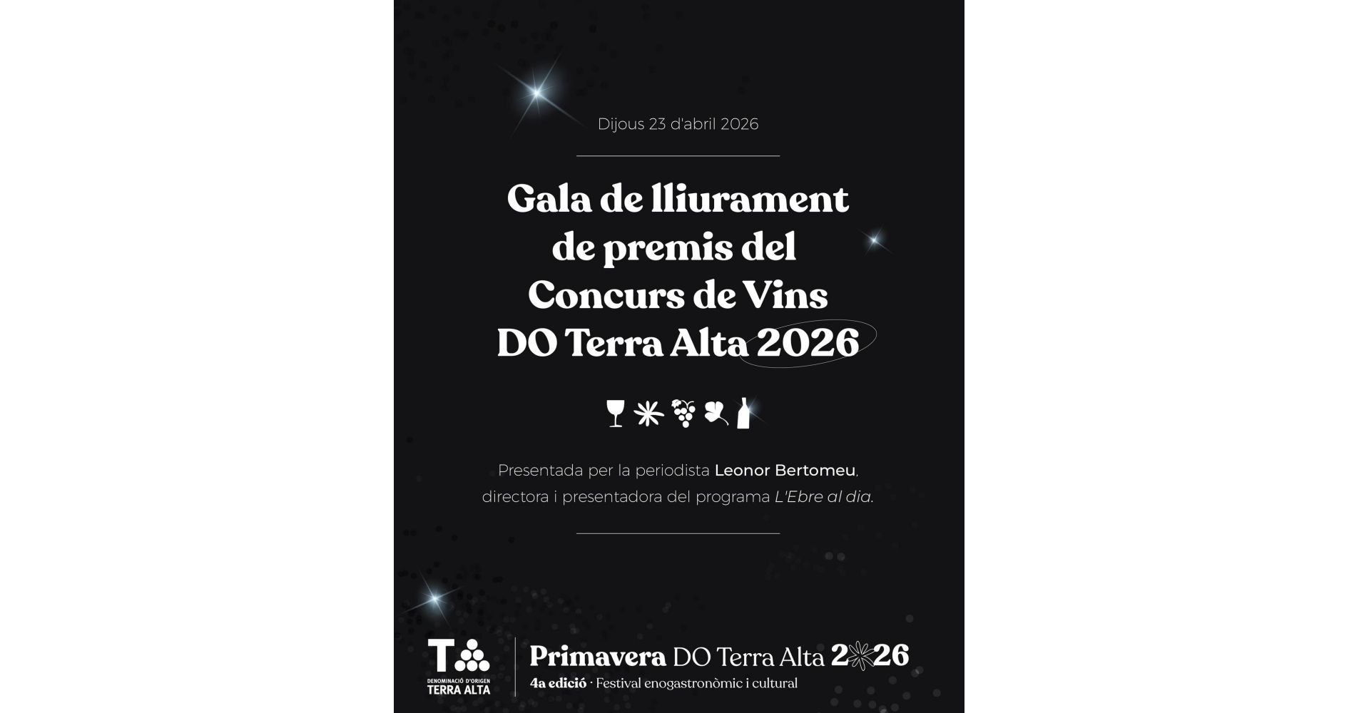 Gala de lliurament de premis del Concurs de Vins DO Terra Alta 2026 Gala de lliurament de premis del Concurs de Vins DO Terra Alta 2026