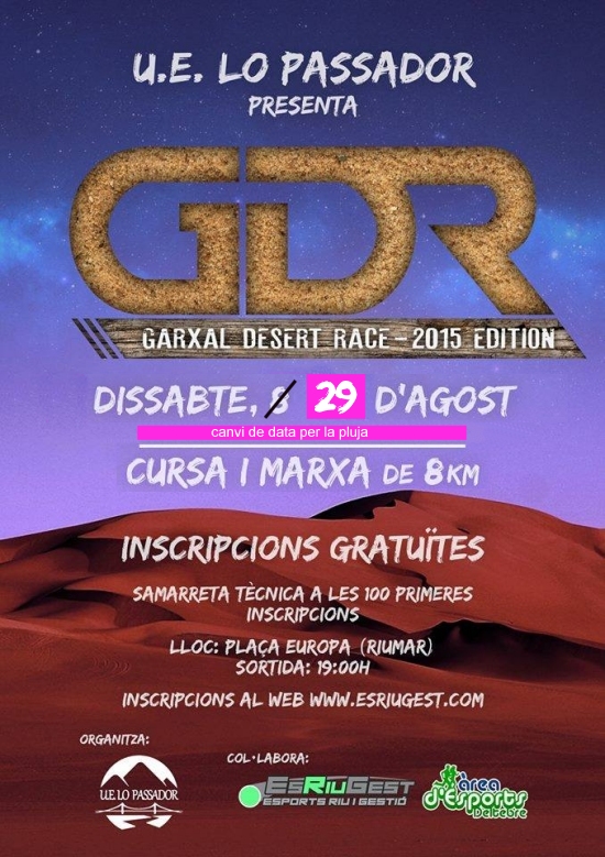 Garxal Desert Race 2015 (canvi de data al 29/8/2015) Garxal Desert Race 2015 (canvi de data al 29/8/2015)