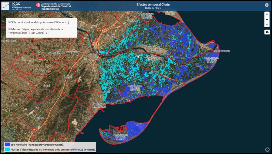El Institut Cartogr�fic i Geol�gic de Catalunya habilita un visor para comprobar la extensi�n de las inundaciones en el Delta del Ebro | EbreActiu.cat, revista digital de ocio activo | Terres de l&rsquo;Ebre...