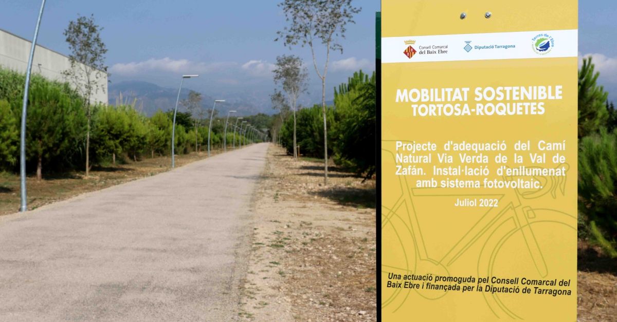 Lenllumenat solar de la Via Verda afavoreix la mobilitat sostenible entre Tortosa i Roquetes