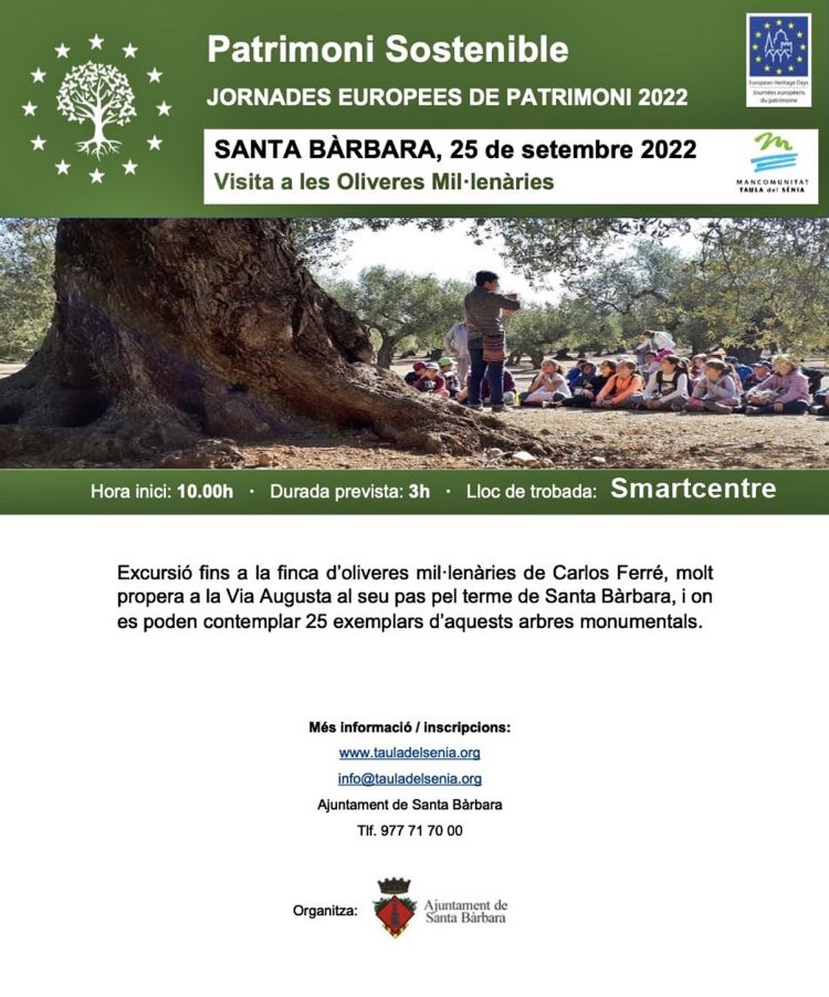 JEP2022 - Visita guiada a les oliveres mil·lenàries de Santa Bàrbara JEP2022 - Visita guiada a les oliveres mil·lenàries de Santa Bàrbara