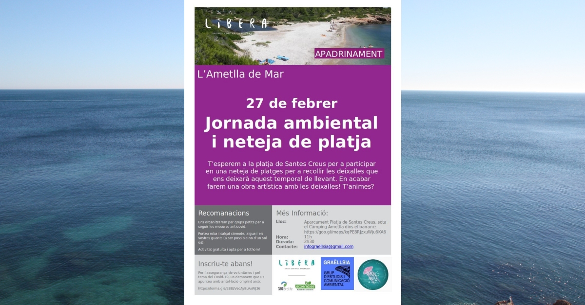 Jornada ambiental y de limpieza en la playa de Santes Creus de l�Ametlla de Mar