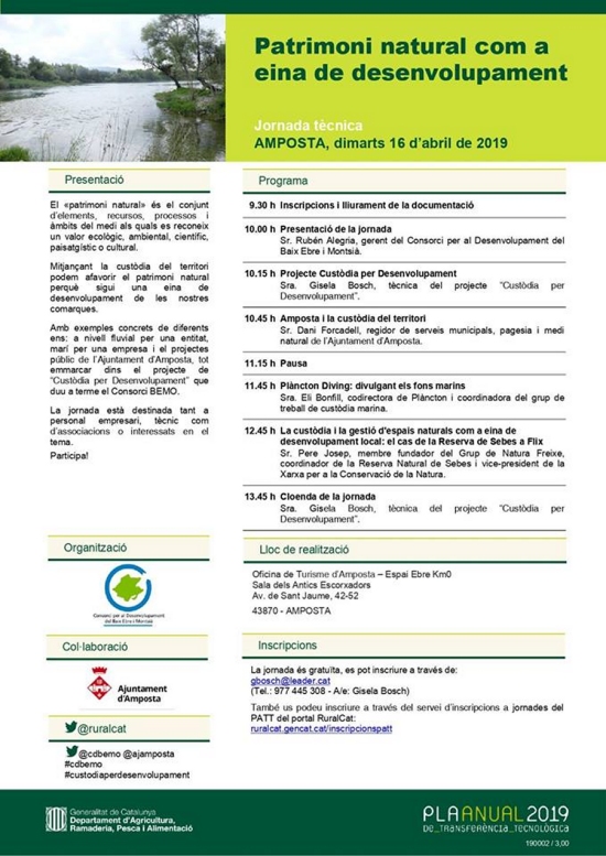 Jornada: Patrimoni natural com a eina de desenvolupament Jornada: Patrimoni natural com a eina de desenvolupament