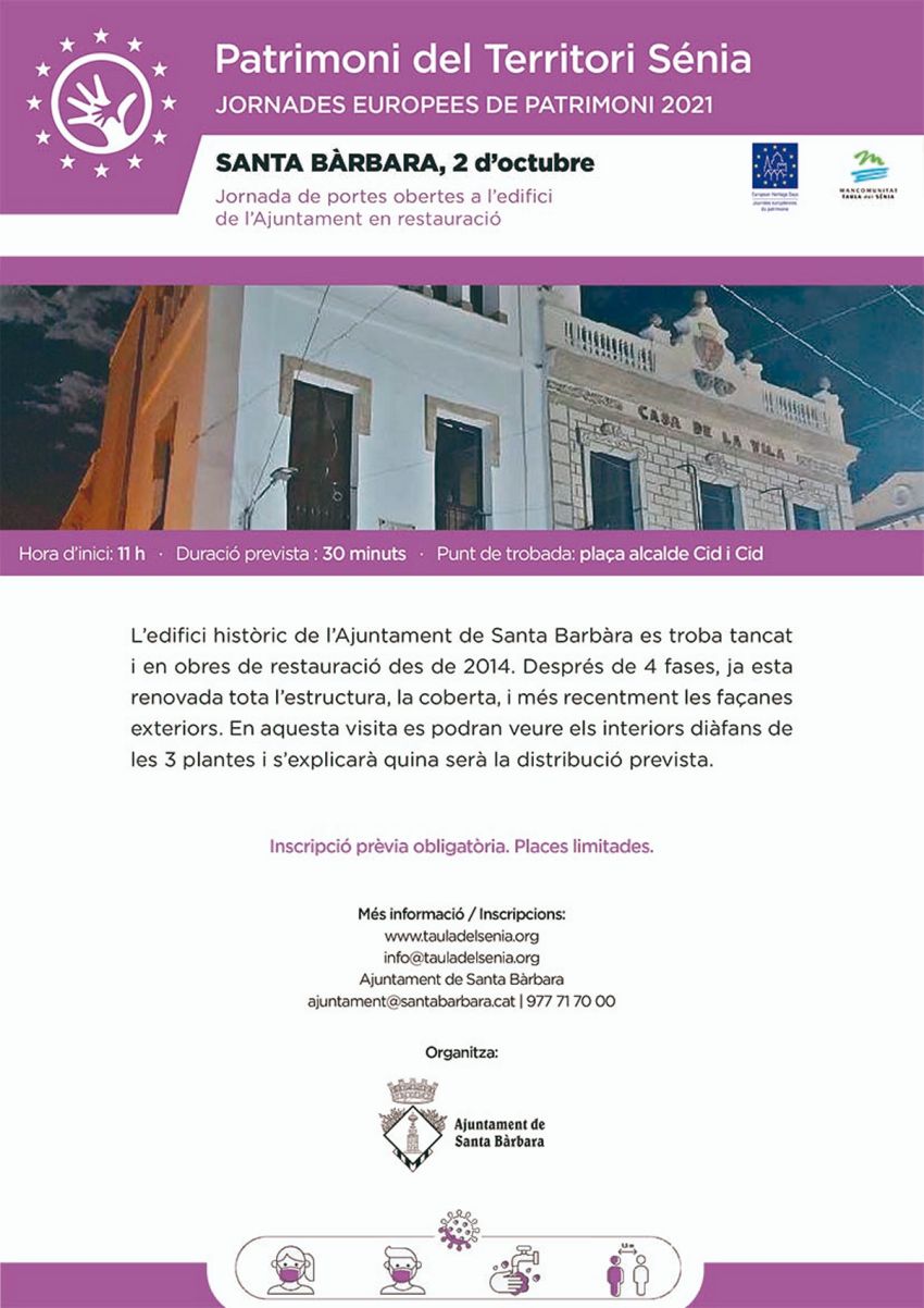 Patrimoni Territori S�nia: Jornada portes obertes al nou ajuntament de Santa B�rbara