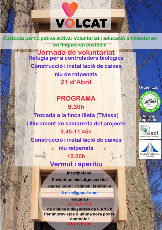 Jornada de voluntariat ambiental : Construcció i instal·lació de caixes niu de ratpenats Jornada de voluntariat ambiental : Construcció i instal·lació de caixes niu de ratpenats