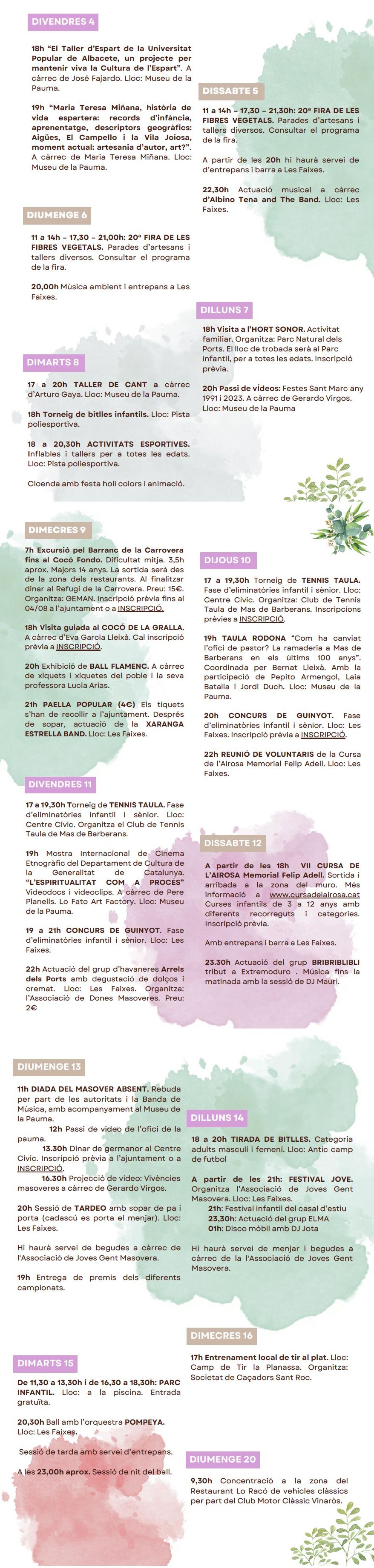 Jornades culturals del Mas de Barberans Jornades culturals del Mas de Barberans