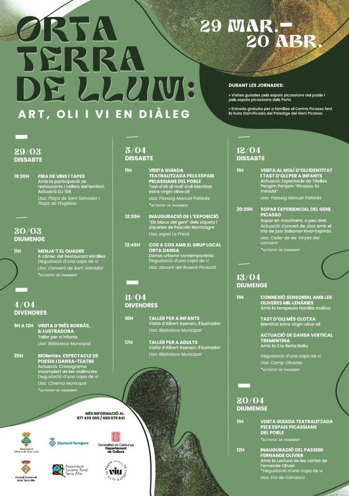 Jornades picassianes. Orta Terra de Llum: art, oli i vi en diàleg Jornades picassianes. Orta Terra de Llum: art, oli i vi en diàleg