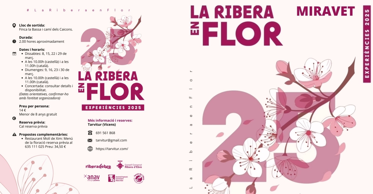 La Ribera en Flor 2025: Miravet - Visita de camp entre ametllers, presseguers i cirerers i tast de productes autòctons La Ribera en Flor 2025: Miravet - Visita de camp entre ametllers, presseguers i cirerers i tast de productes autòctons