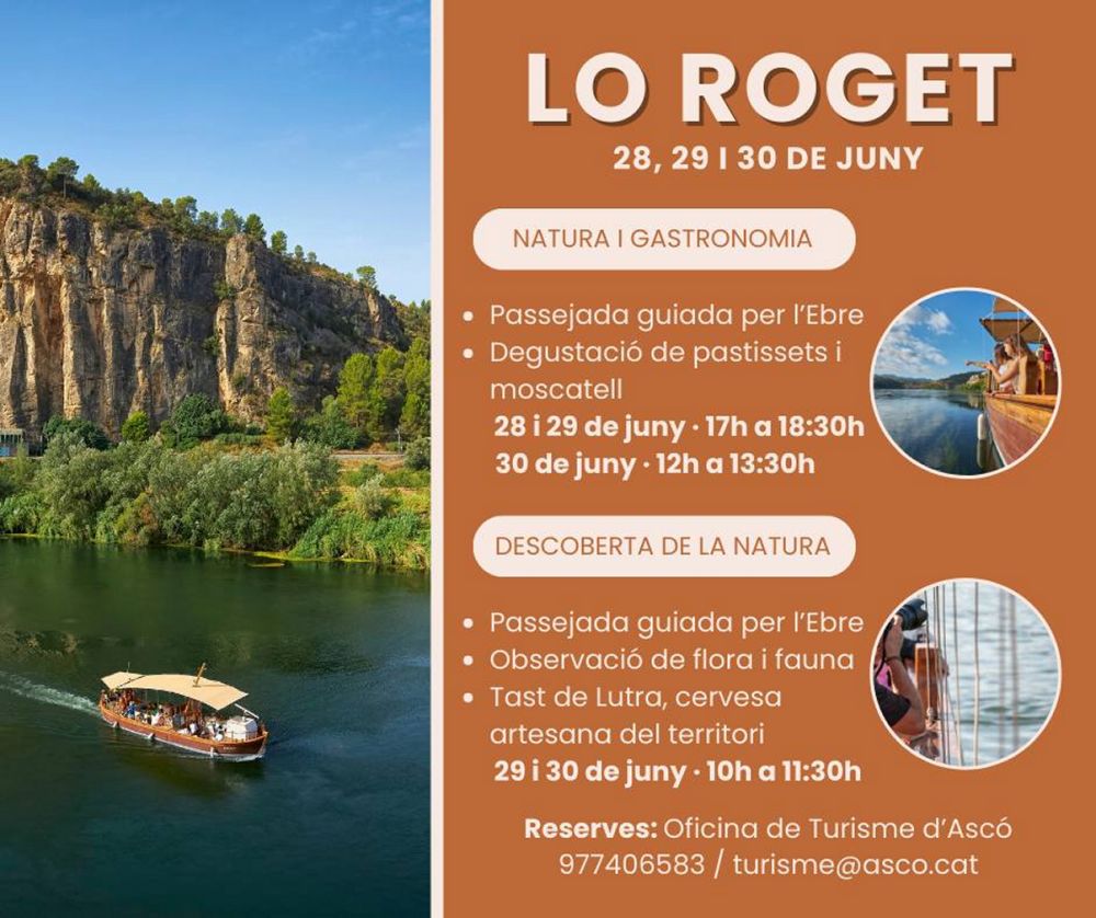Passejada guiada per l�Ebre a bord de lo Roget m�s tast de dol�os i moscatell