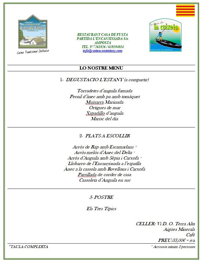 Restaurante l&rsquo;Estany Casa de Fusta, cocina tradicional deltaica | EbreActiu.cat, revista digital de ocio activo | Terres de l&rsquo;Ebre...