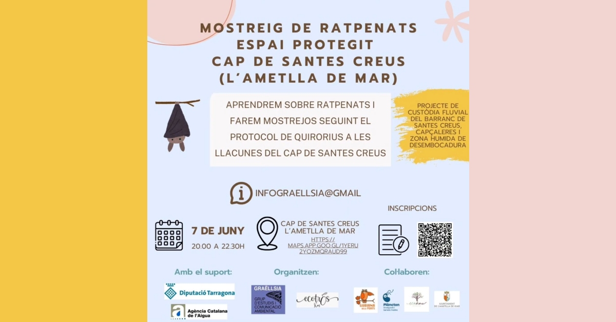 Mostreig de ratpenats a l�Espai Protegit del Cap de Santes Creus
