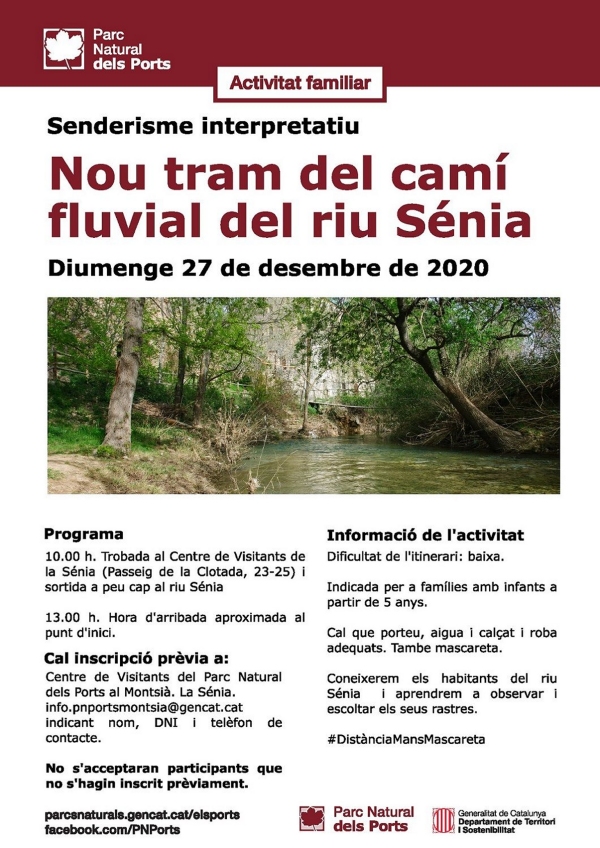 Senderisme interpretatiu: Nou tram del camí fluvial del riu Sénia Senderisme interpretatiu: Nou tram del camí fluvial del riu Sénia