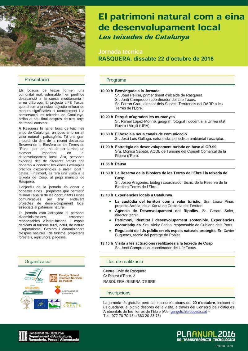 Rasquera acollir� la cloenda del projecte Life Taxus amb una jornada de natura i desenvolupament local | EbreActiu.cat, revista digital d&rsquo;oci actiu | Terres de l&rsquo;Ebre ...