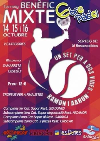 Ebre Pdel organiza el torneo solidario Un set para dos vidas | EbreActiu.cat, revista digital de ocio activo | Terres de l’Ebre...