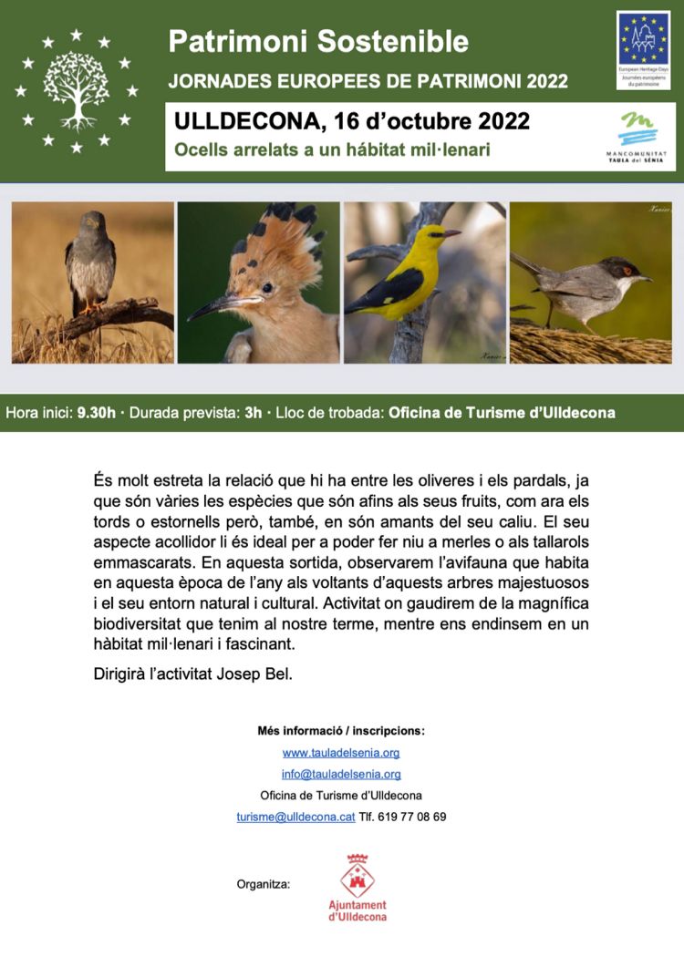 JEP2022 - Ocells arrelats a un hàbitat mil·lenari JEP2022 - Ocells arrelats a un hàbitat mil·lenari