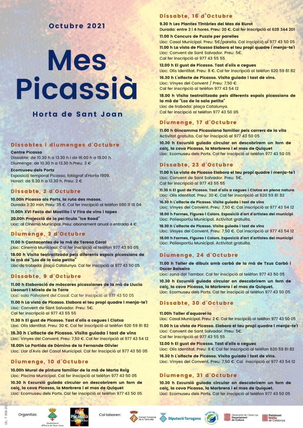 Octubre, mes Picassi� a Horta de Sant Joan - programa d�activitats