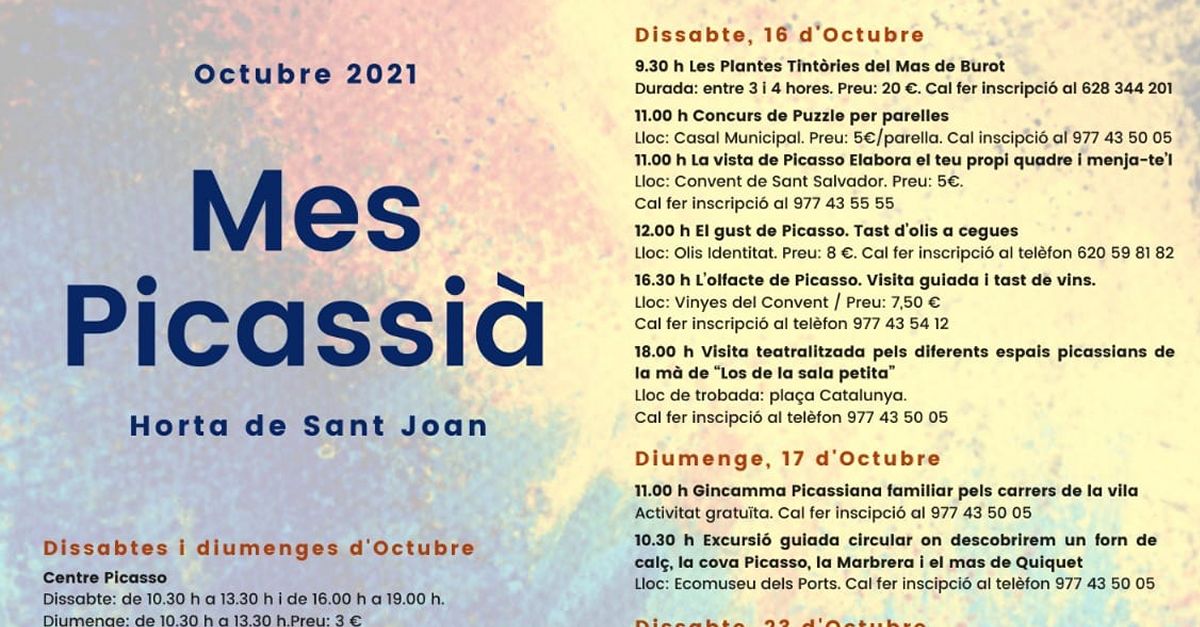 Octubre, mes Picassi� a Horta de Sant Joan - programa d�activitats