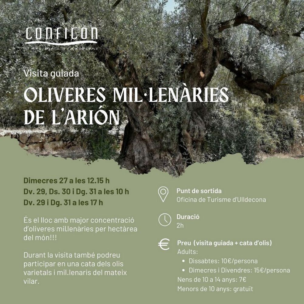 Visita guiada a les oliveres mil·lenàries de l’Arión Visita guiada a les oliveres mil·lenàries de l’Arión