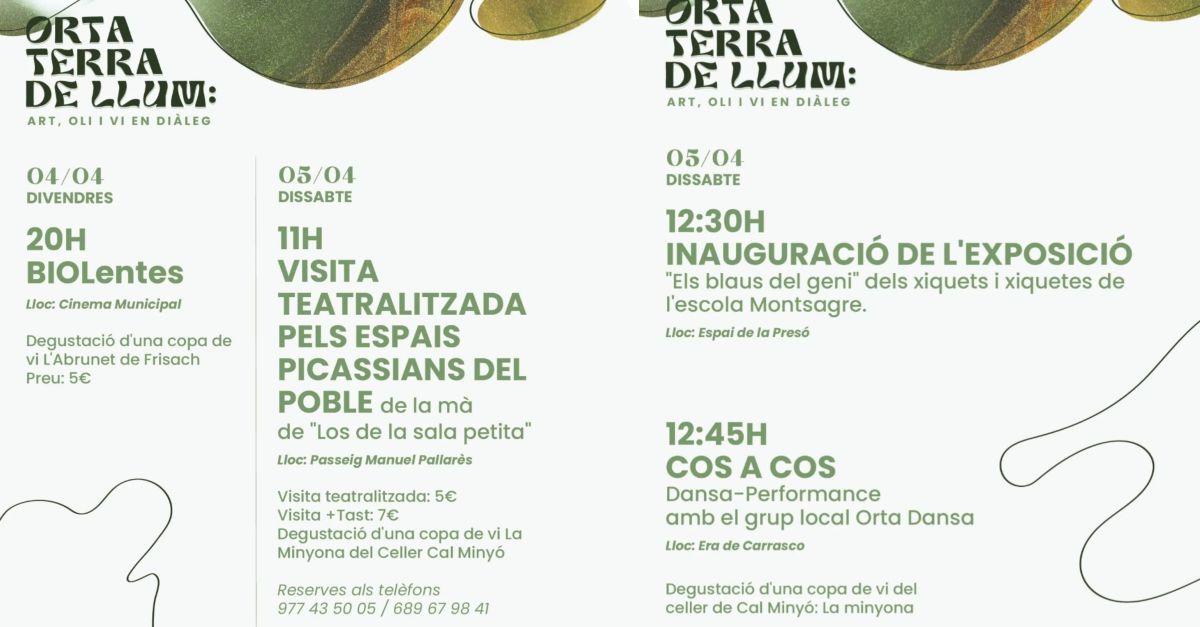 Jornades picassianes. Orta Terra de Llum: art, oli i vi en di�leg