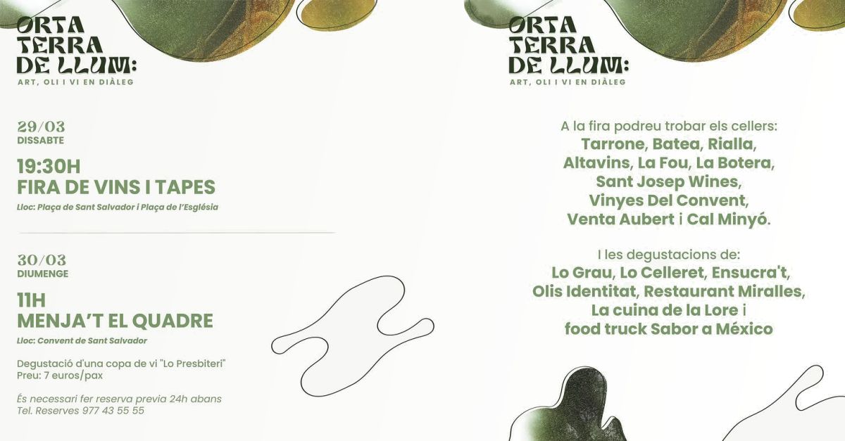 Jornades picassianes. Orta Terra de Llum: art, oli i vi en dileg: Fira de Vins i tapes