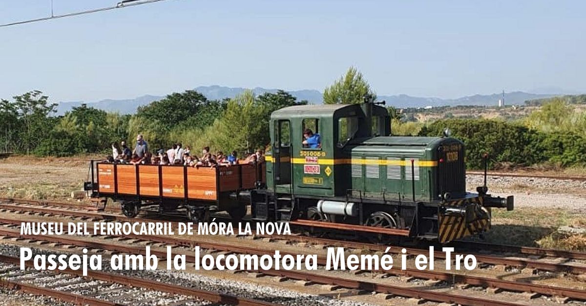 Pasea con la locomotora Mem� y el Tro