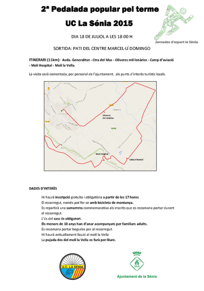 2a Pedalada popular «Pedalant pel terme de La Sénia» 2a Pedalada popular «Pedalant pel terme de La Sénia»
