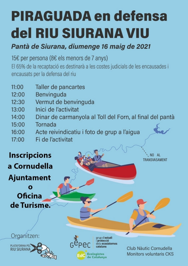 Piraguada en defensa del riu Siurana viu Piraguada en defensa del riu Siurana viu