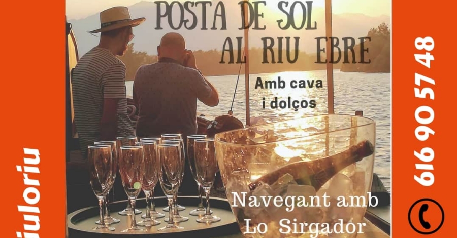 Puesta de sol al r�o Ebro con Lo Sirgador