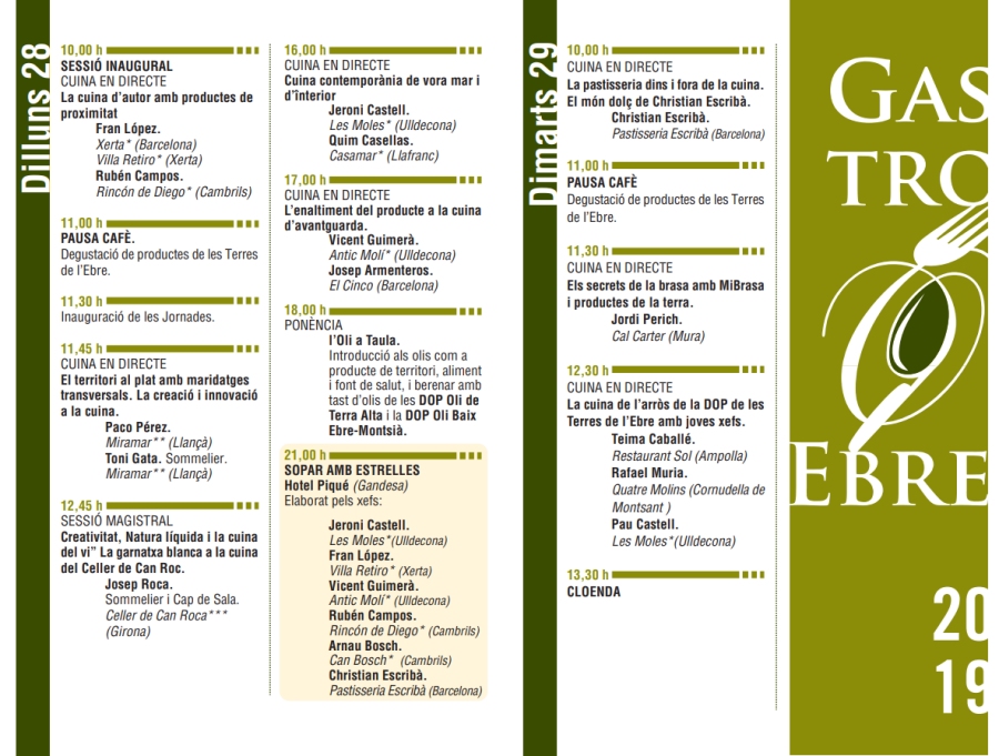 Gastroebre 2019. Jornades professionals de gastronomia i de la cuina de les Terres de l�Ebre