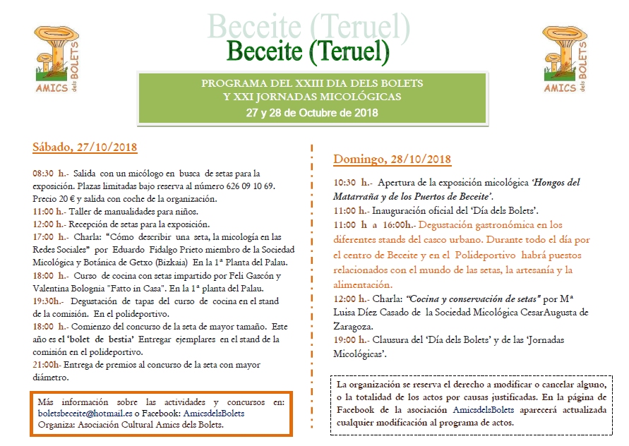 XXIII Dia dels bolets i XXI Jornades micol�giques de Beseit