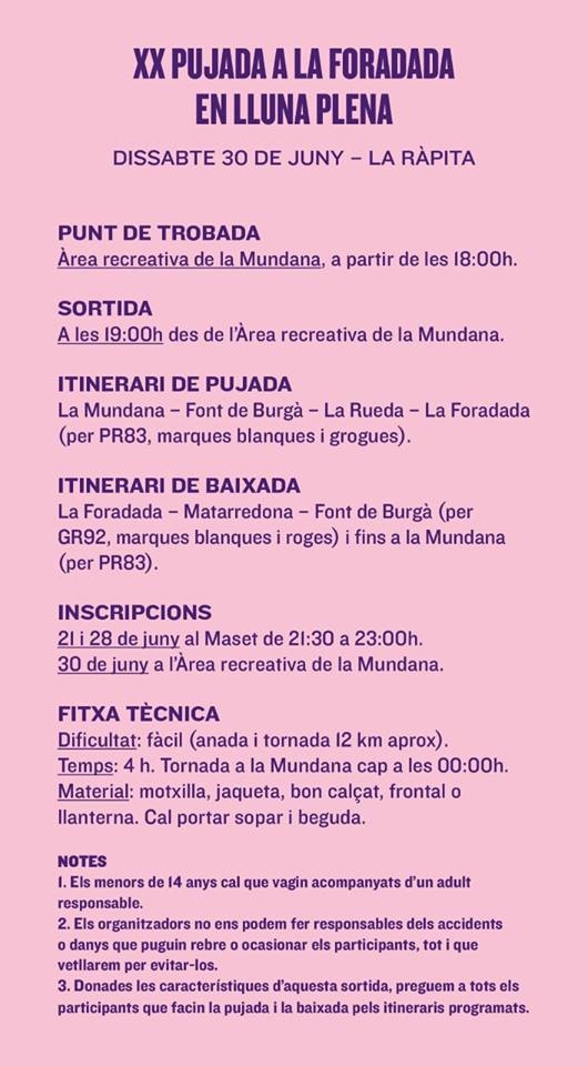 XX Pujada a la Foradada en lluna plena XX Pujada a la Foradada en lluna plena