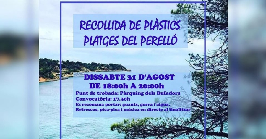 Recollida de pl�stics a les platges del Perell�