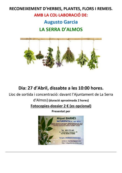 Reconeixement d�herbes, plantes, flors i remeis a la Serra d&rsquo;Almos