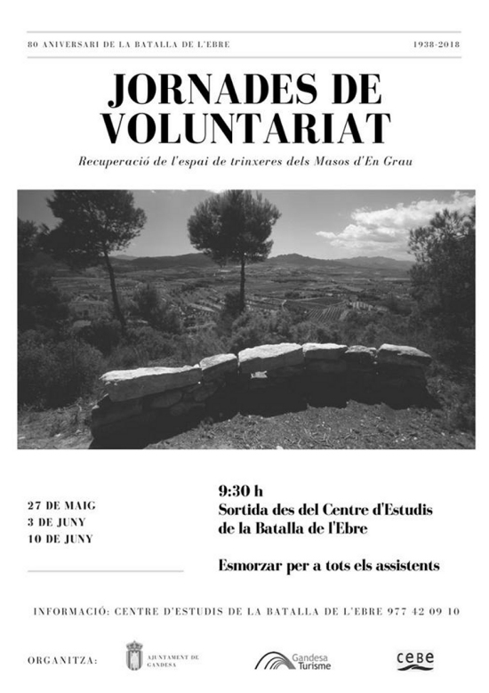 Jornades de voluntariat. Recuperació de l’espai de trinxeres dels Masos d’En Grau Jornades de voluntariat. Recuperació de l’espai de trinxeres dels Masos d’En Grau