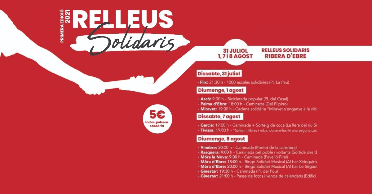 Relleus solidaris amb la Lliga Contra el Càncer a la Ribera d’Ebre Relleus solidaris amb la Lliga Contra el Càncer a la Ribera d’Ebre