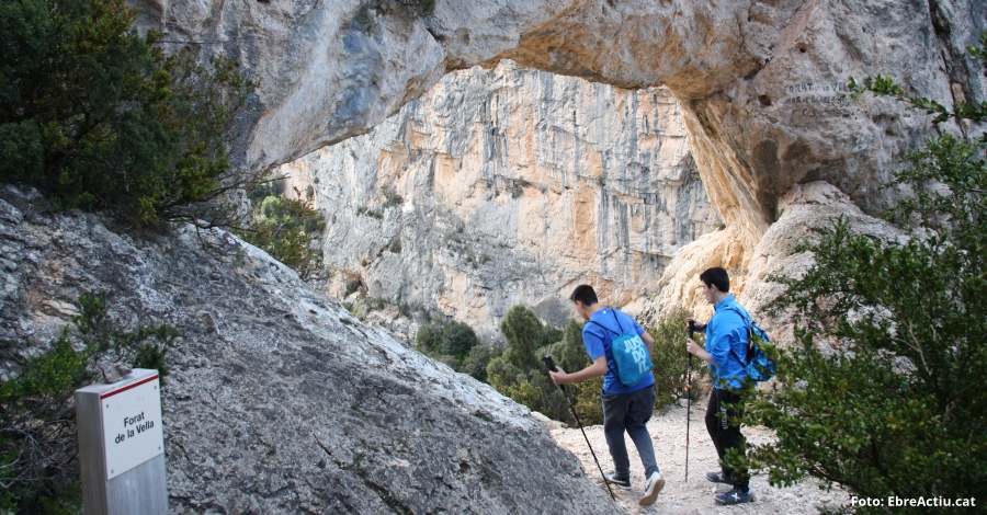 Restringida lescalada a dos zones de la paret del Forat de la Vella