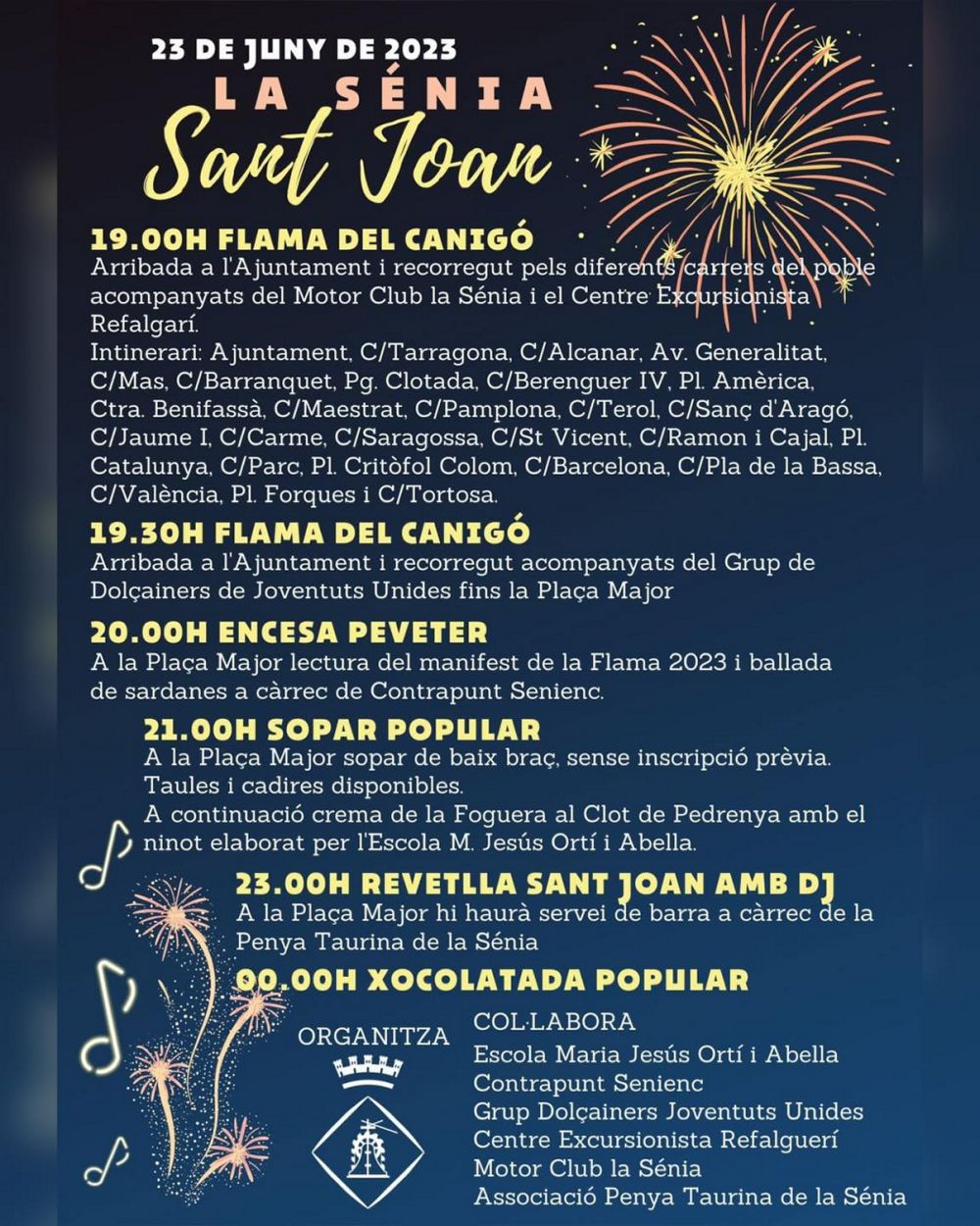 Revetlla de Sant Joan a la Sénia Revetlla de Sant Joan a la Sénia