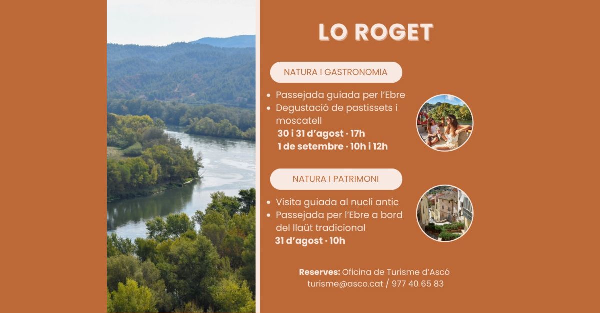 Passejada guiada per l�Ebre a bord de lo Roget m�s tast de dol�os i moscatell