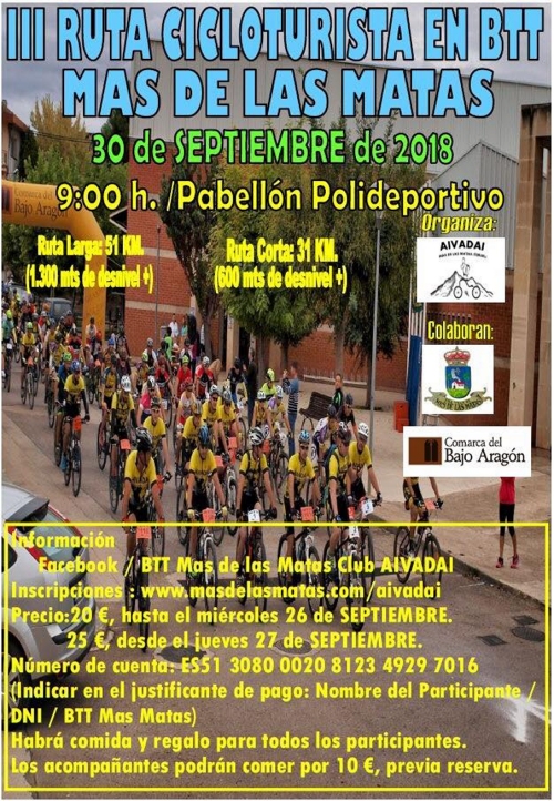 III Ruta cicloturista en btt Mas de las Matas III Ruta cicloturista en btt Mas de las Matas