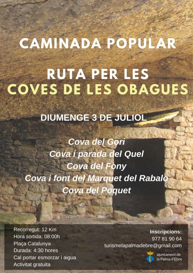 Rutes de senderisme a la Palma d�Ebre: Coves de les Obagues