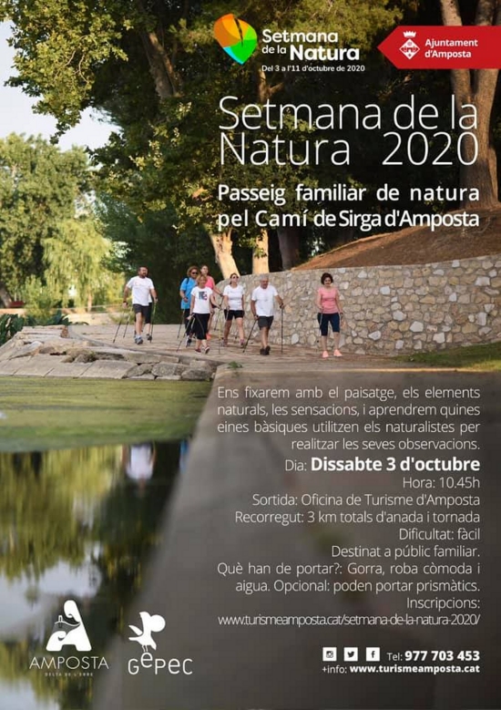 Setmana de la Natura 2020. Ruta familiar pel Camí de Sirga Setmana de la Natura 2020. Ruta familiar pel Camí de Sirga