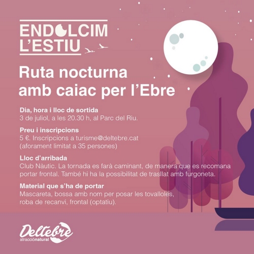 Ruta nocturna amb caiac per l’Ebre Ruta nocturna amb caiac per l’Ebre