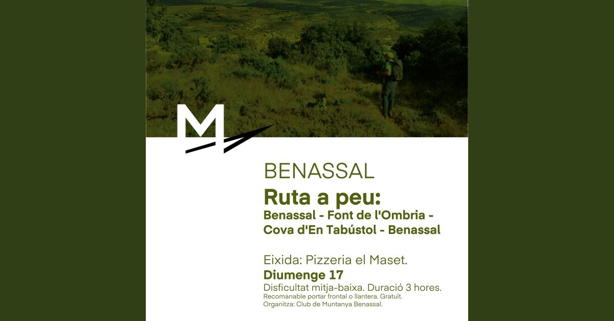 Ruta a peu Benassal-Font de l�Ombria-Cova d�en Tab�stol-Benassal