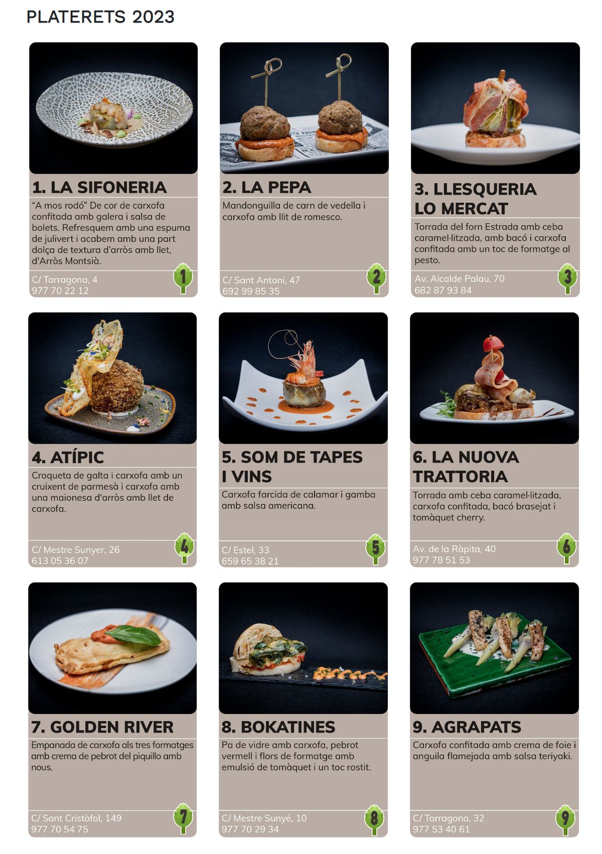 Ruta dels platerets de la carxofa Ruta dels platerets de la carxofa