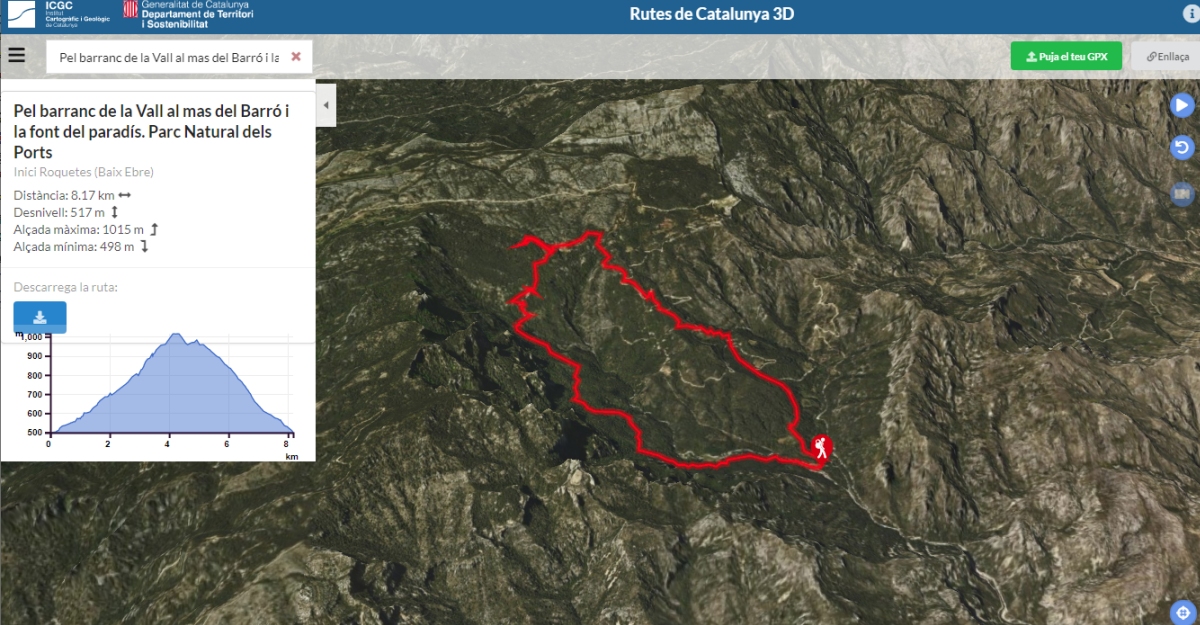 El ICGC ofrece 757 rutas excursionistas y tursticas en 3D