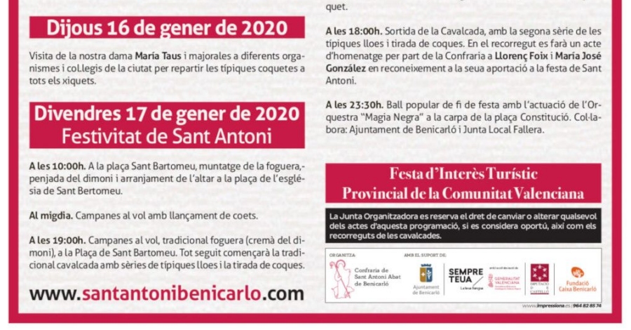 Sant Antoni 2020 Benicarl�