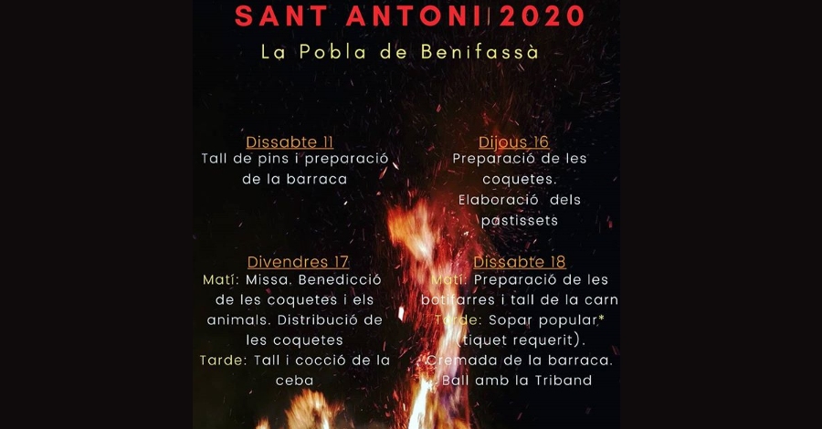Sant Antoni 2020 La Pobla de Benifass�