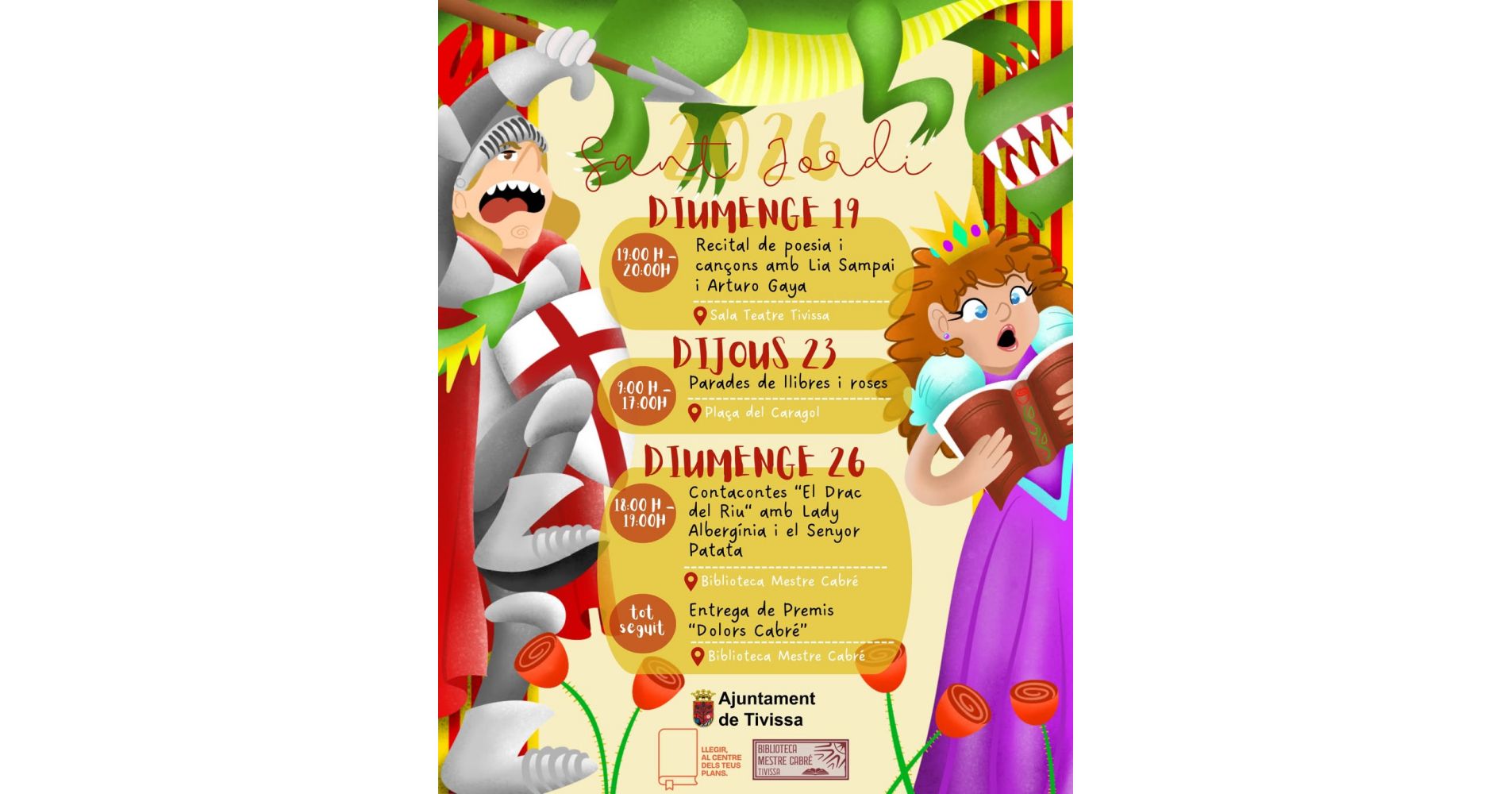 Sant Jordi 2026 a Tivissa. Recital de poesia y canciones con Lia Sampai y Arturo Gaya