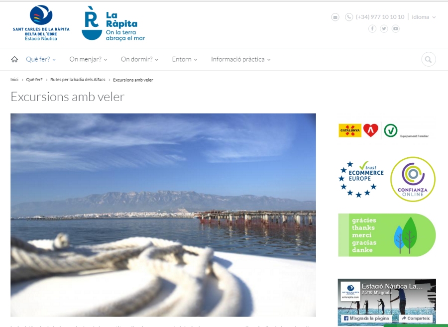 La web de l&rsquo;Estaci� N�utica de La R�pita obt� el segell �Ecommerce Europe Trustmark� | EbreActiu.cat, revista digital d&rsquo;oci actiu | Terres de l&rsquo;Ebre ...